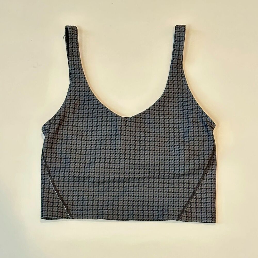 Gilly Hicks Recharge Houndstooth V-Neck Longline Sports Bra Tank Size S